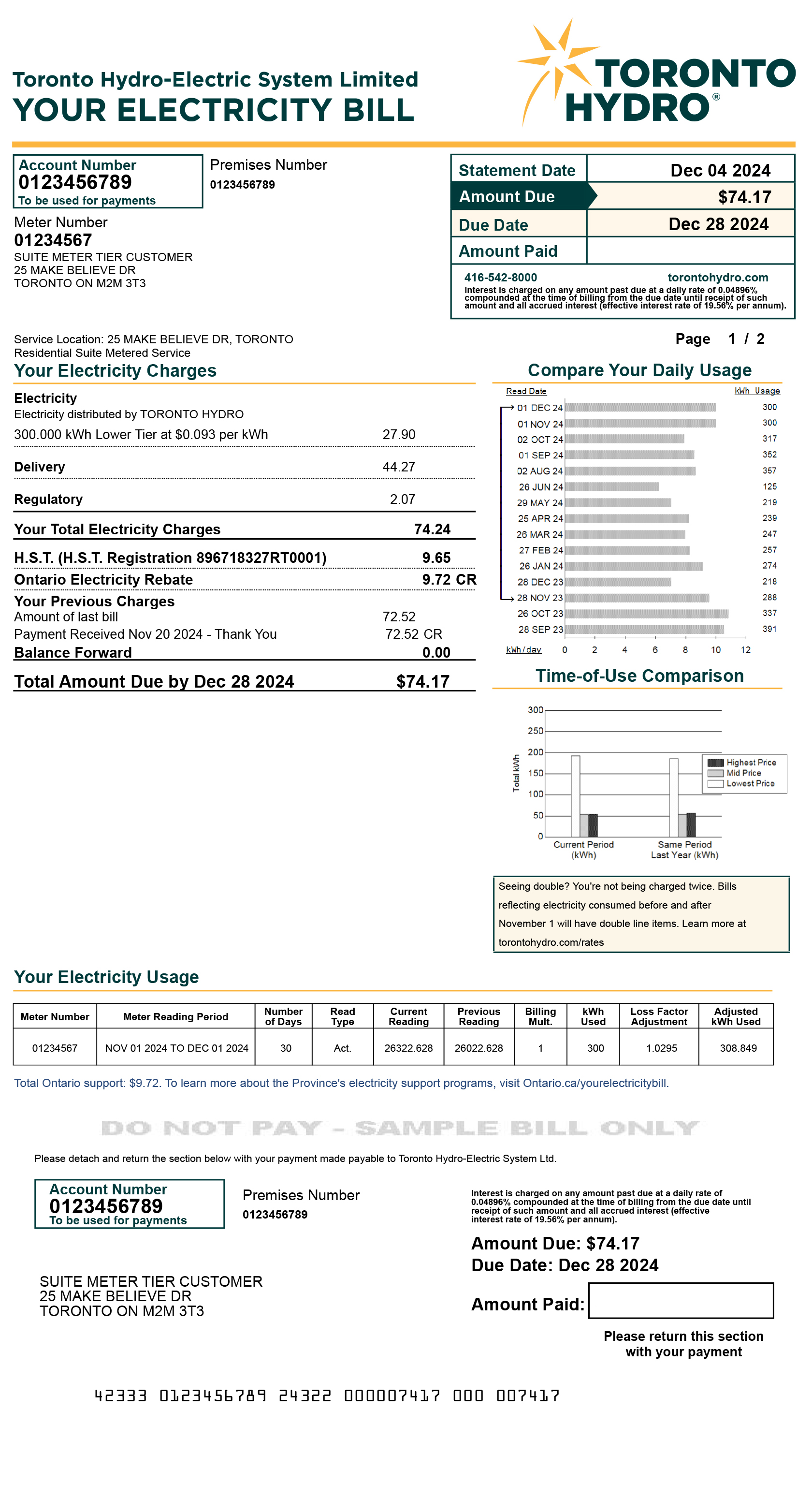 Suite metering Tiered sample bill for desktop