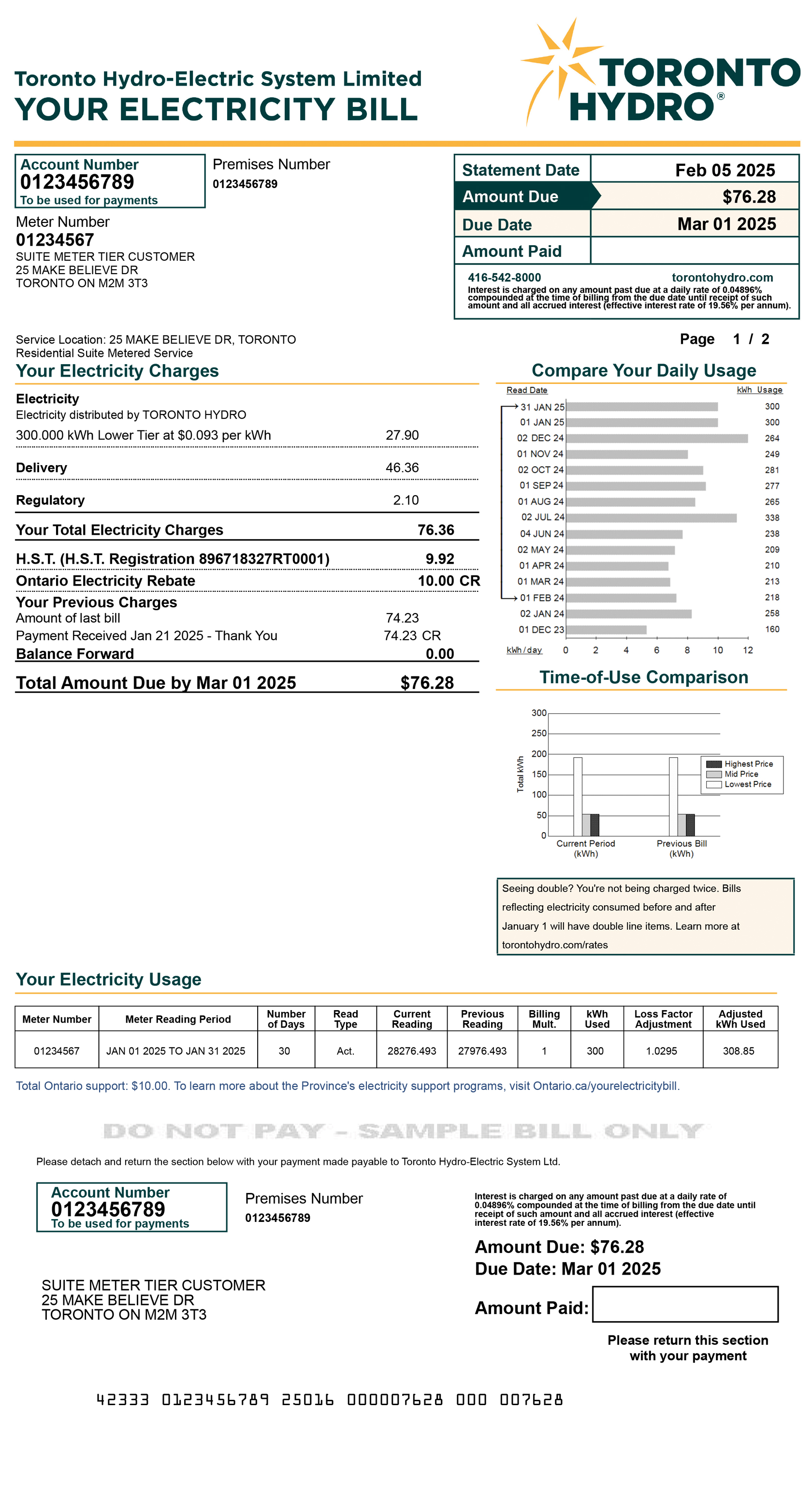 Suite metering Tiered sample bill for desktop